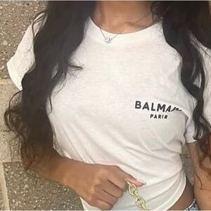 Balmain White Semi-Cropped Shirt (Sz S Women/Big Girls)